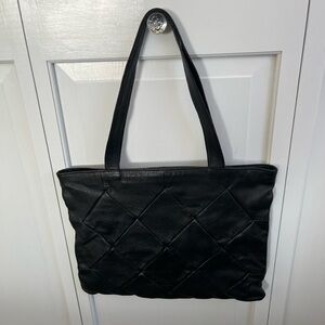 Latico Black Leather Quilted Tote